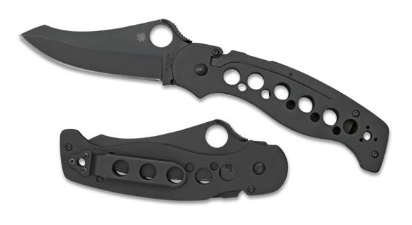 Spyderco pocket knives, hollow ground blade has an unsharpened swedge