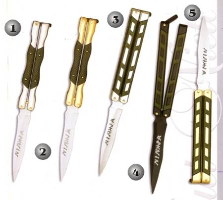 BUTTERFLY POCKET KNIFE 324-C, BUTTERFLY POCKET KNIFE 324-D, BUTTERFLY POCKET KNIFE 325-C, BUTTERFLY POCKET KNIFE 325-N AND BUTTERFLY POCKET KNIFE 325-D.