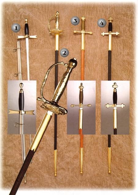 ESPADA CEREMONIAL USA SIGLO XVIII, ESPADA CEREMONIAL FRANCESA SIGLO XVIII, ESPADA MASONICA NORTE DE EUROPA Y ESPADA CEREMONIAL MASONICA