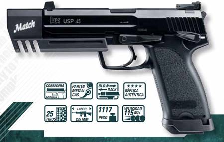 PISTOLA AIRSOFT USP.45 MATCH
