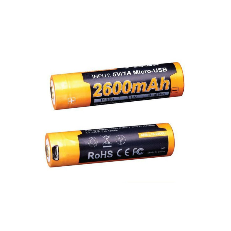 Pila Recargable Mini Usb 18650 3.6V 2600 Mah Fenix