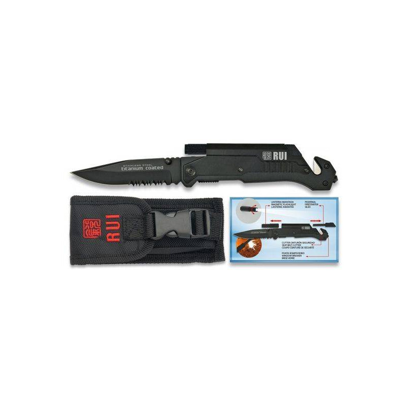 RUI CANIVETE TÁTICO, LANTERNA, FLINT.9CM