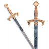 ESPADA COLECCIÓN  GRABADO PROFUNDO TEMPLARIOS ORO