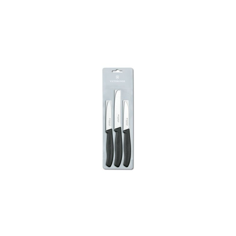 SET DE 3 CUCHILLOS PARA VERDURA VICTORINOX 6.7111.3. NEGROS