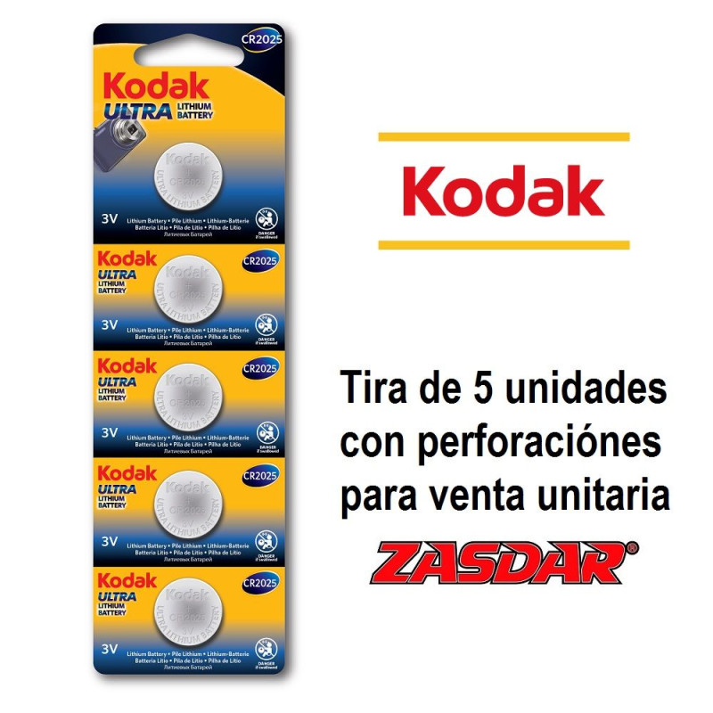 Bateria de célula de moeda Kodak Ultra CR2025 (5 blisters)