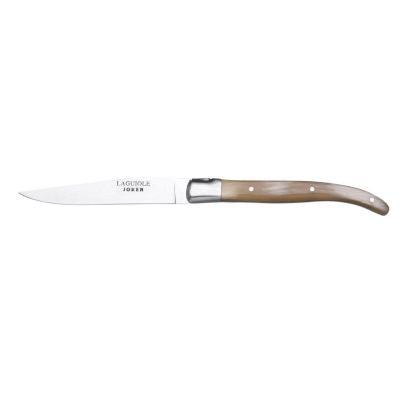 LAGUIOLE JOKER TABLE KNIFE WITH BULL HORN HANDLE AND 10 CM BLADE LENGTH