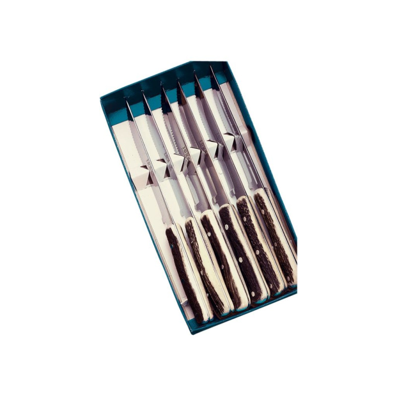 JOKER FACA DE MESA COM CABO DE CHIFRE DE VEADO E LÂMINA DE SERRA DE 12,5 CM