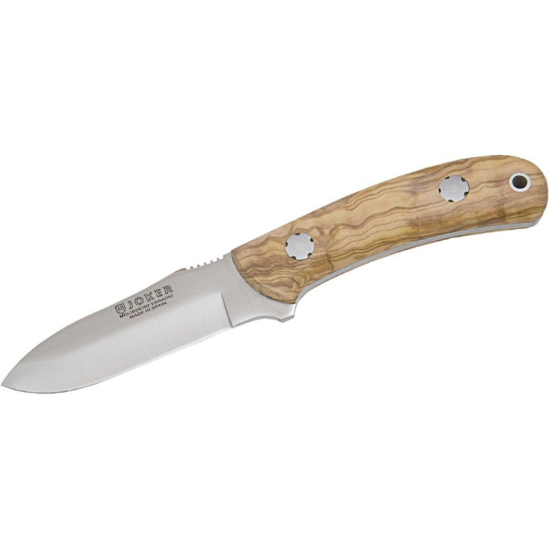 COUTEAU DE MONTAGNE D’UNE SEULE PIÈCE AVEC ÉCAILLES EN BOIS D’OLIVIER ET LAME EN ACIER INOXYDABLE DE 9 CM