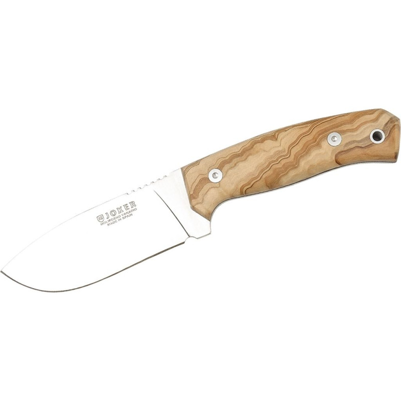 OLIVE WOOD SCALES 10,5 CM STAINLESS STEEL FULL TANG BLADE OUTDOOR KNIFE