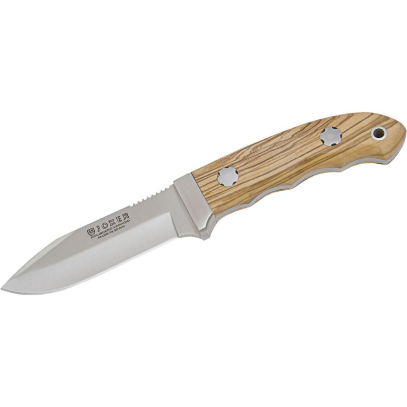 EINTEILIGES BUSCHMESSER MIT OLIVENHOLZ-SCHUPPENZWINGE UND 9,5 CM KLINGE