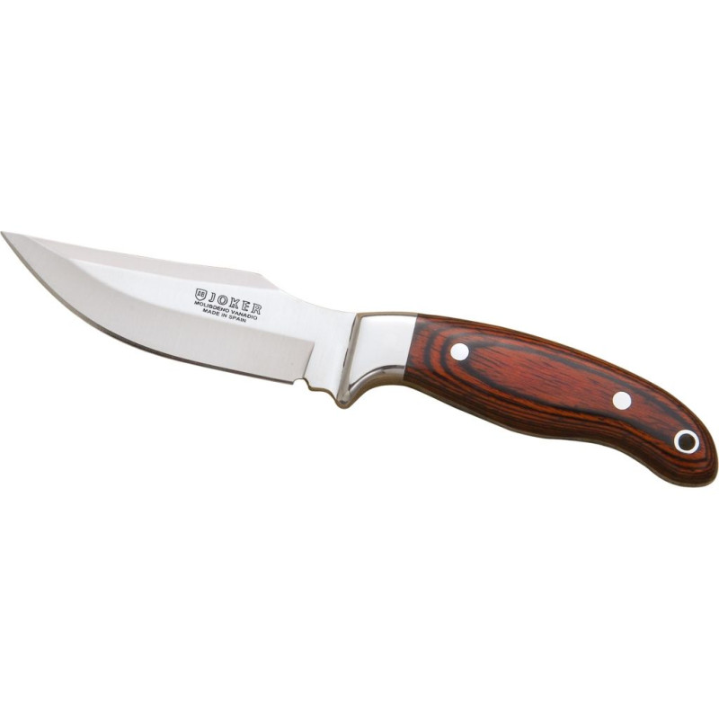 COUTEAU DE BROUSSE D’UNE SEULE PIÈCE AVEC ÉCAILLES EN BOIS ROUGE ET LAME DE 11 CM.