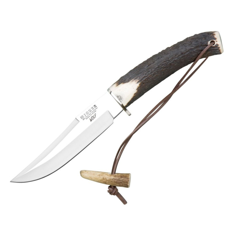 COLTELLO A BOCCOLA CON POLSINO A PUNTA DI CERVO E LAMA DA 14 CM