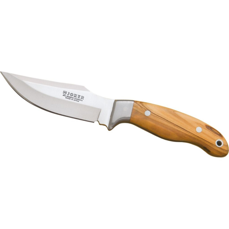 OLIVE WOOD SCALES 11 CM STAINLESS STEEL FULL TANG BLADE OUTDOOR KNIFE