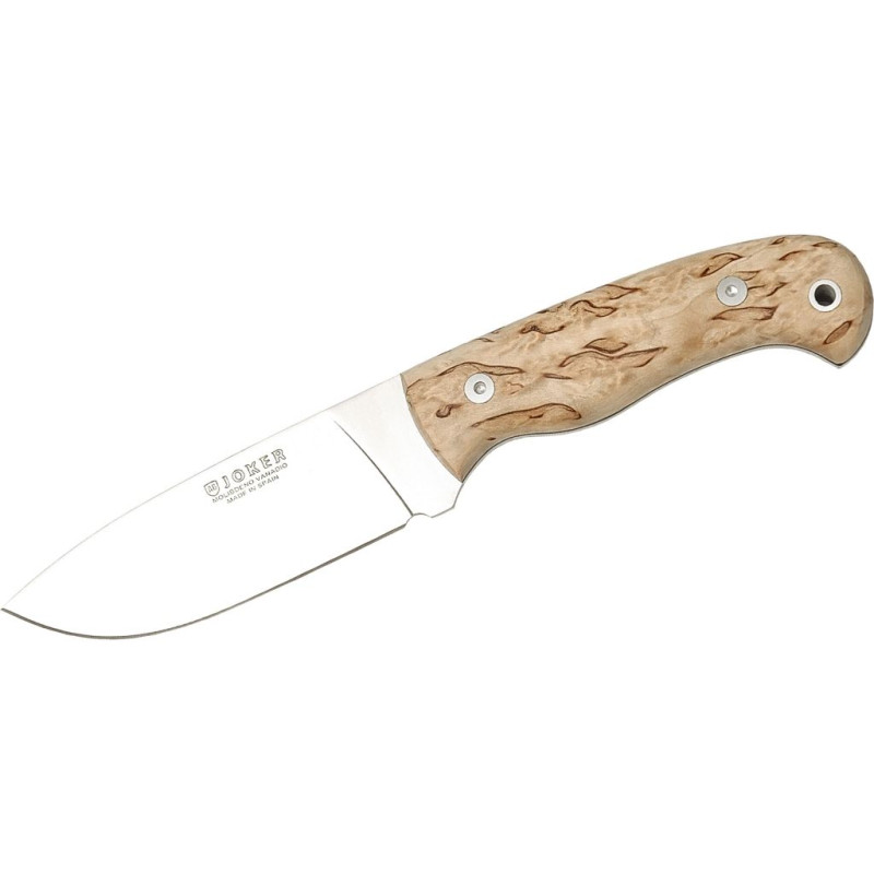CURLY BIRCH WOOD SCALES 11 CM FULL TANG STAINLEES STEEL BLADE OUTDOOR KNIFE