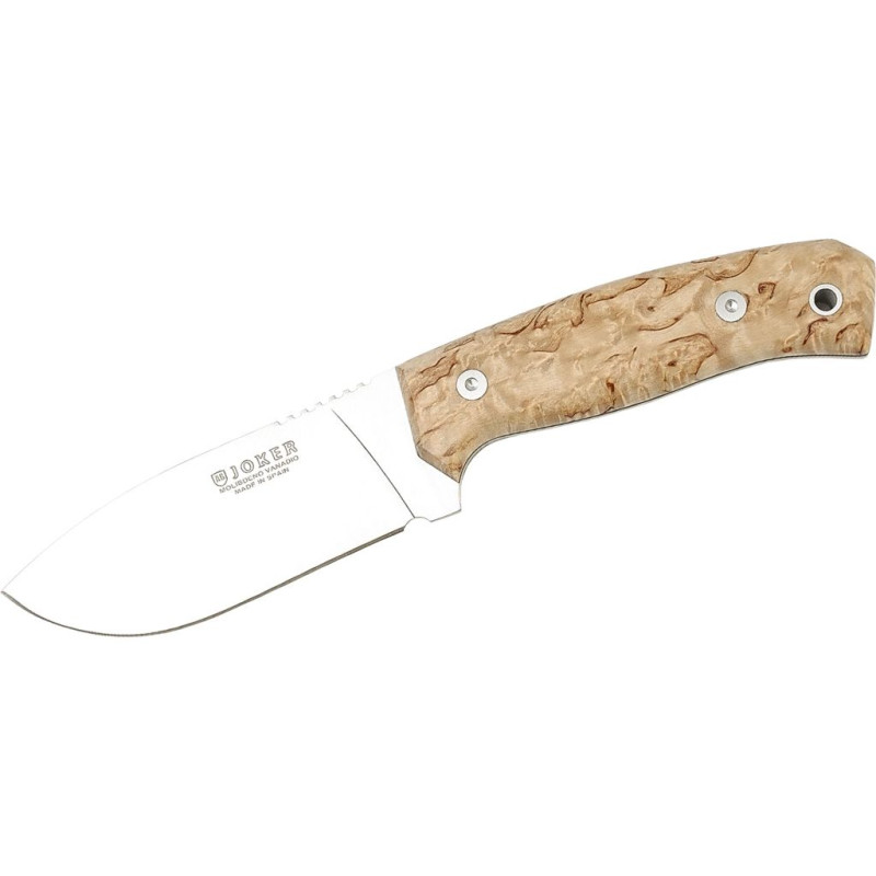 CURLY BIRCH WOOD SCALES 10,5 CM FULL TANG STAINLEES STEEL BLADE OUTDOOR KNIFE