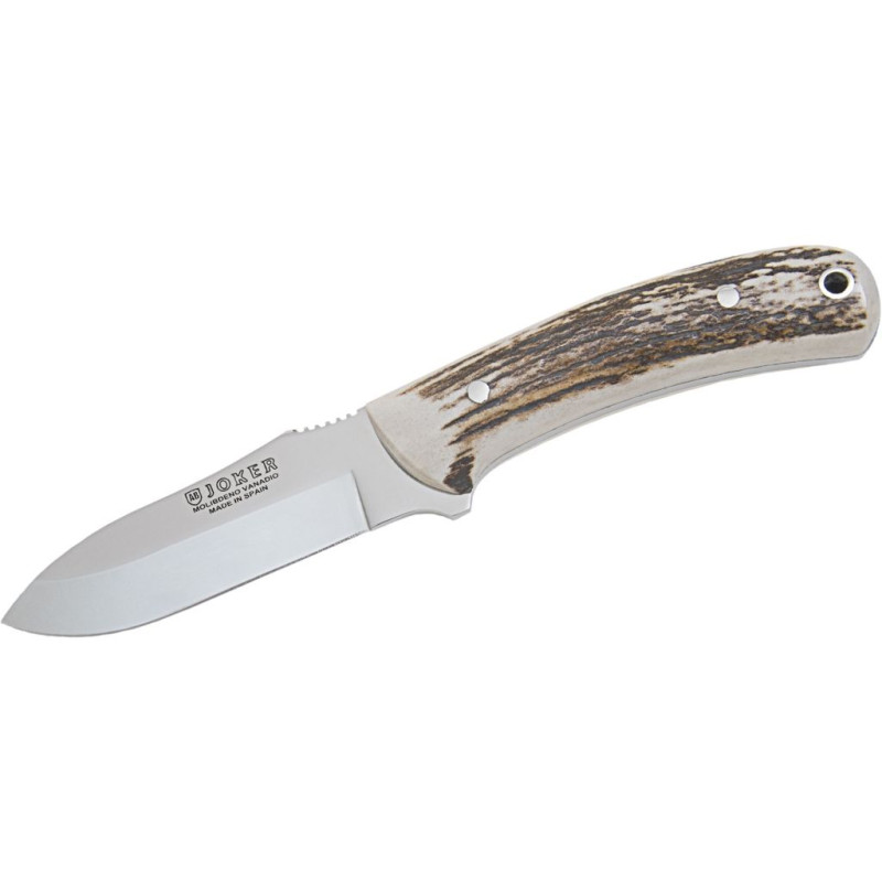 CUCHILLO DE MONTE ENTERIZO CON CACHAS EN ASTA DE CIERVO Y HOJA DE 9 CM