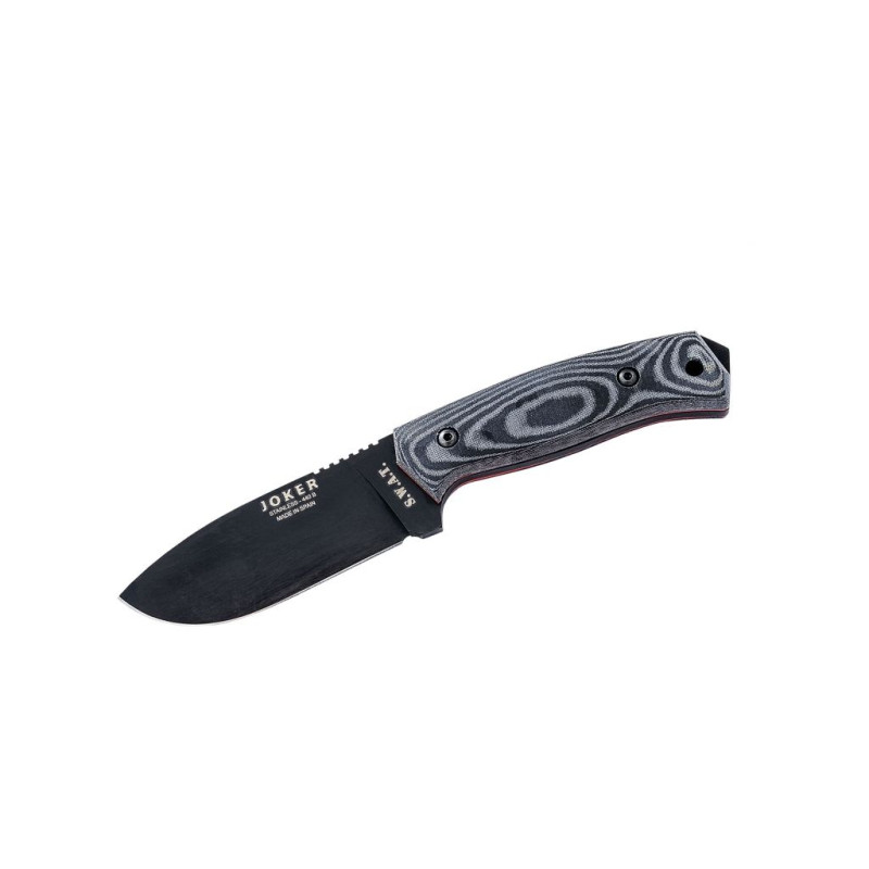 CUCHILLO TACTICO PUÑO MICARTA ACERO 440B HOJA CROMO NEGRO DE 10,5 CM + FUNDA CON BARRA DE MAGNESIO