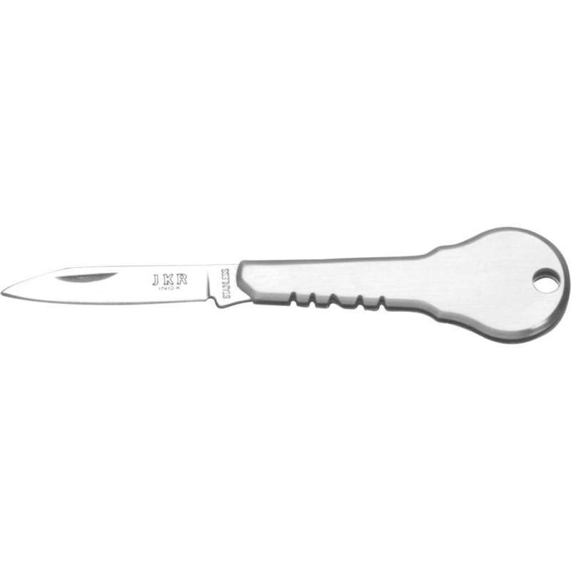 TASCHENMESSER, SCHLÜSSELANHÄNGER, FORM, SCHLÜSSEL, EDELSTAHLMANSCHETTE. 4,5 CM BLATT