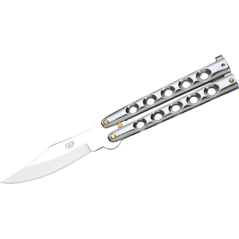 CHROMED ZAMAK HANDLE 8,5 CM STAINLESS STEEL BLADE BUTTERFLY KNIFE