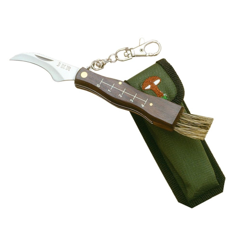 WOOD HANDLE 5,5 CM STAINLESS STEEL BLADE MUSHROOM KNIFE WITH NYLON SHEATH