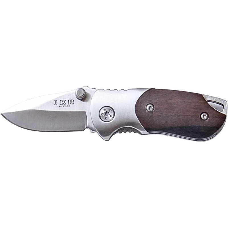 COLTELLINO TASCABILE CON GHIERA IN ACCIAIO INOX, GUANCETTE IN LEGNO E LAMA DA 4 CM