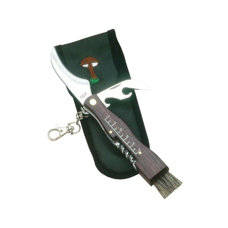 COLTELLO DA FUNGO CON CAVATAPPI, LAMA DA 7 CM E FODERO IN NYLON