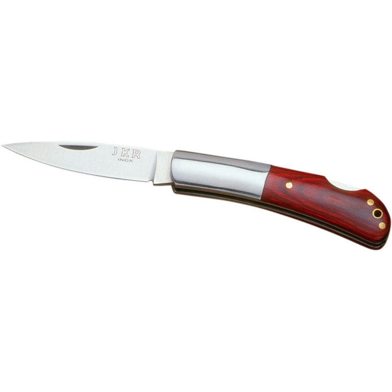 FOLDING POCKET KNIFE WITH RED WOOD HANDLE AND BLADE LENGTH 7 CM
