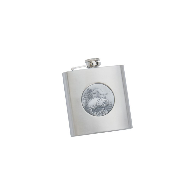 STAINLESS STEEL 6 OZ FLASK WITH FISH MOTIF