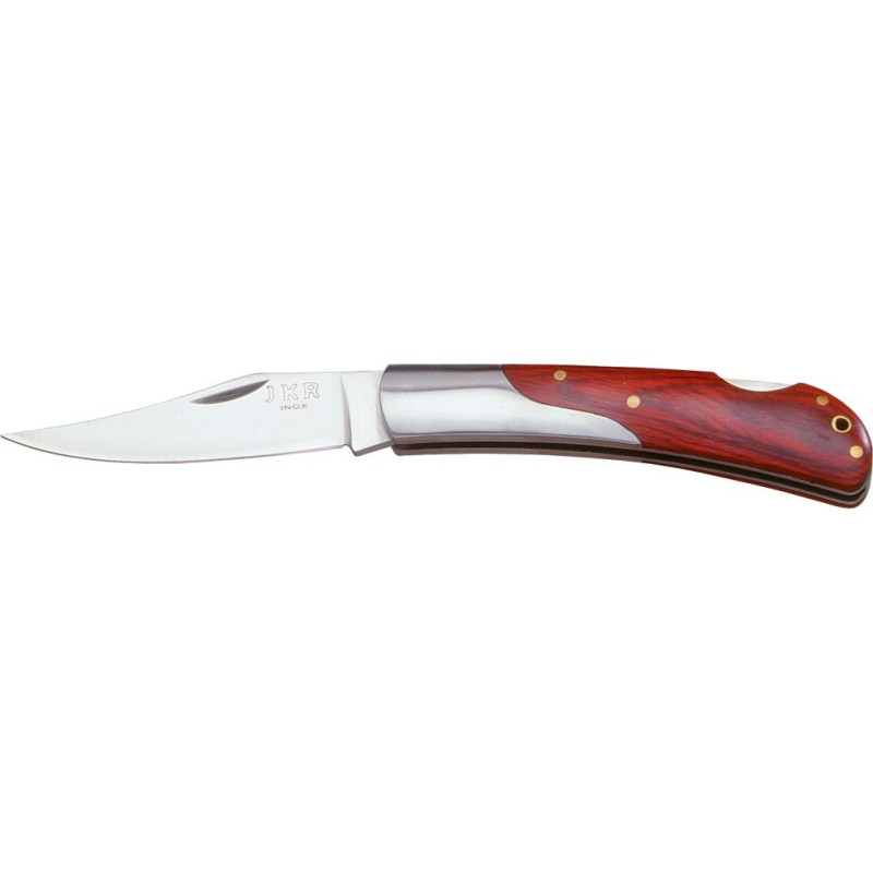 RED WOOD HANDLE 8 CM STAINLESS STEEL BOLSTER AND BLADE FOLDING POCKET KNIFE