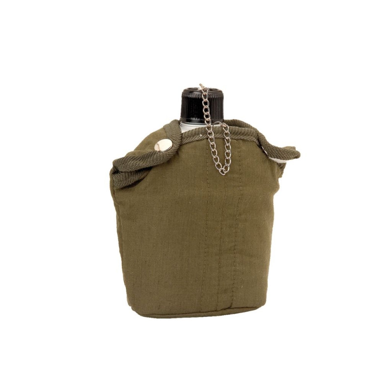 1L ALUMINIUM CANTEEN SHEATHED WITH GREEN FABRIK