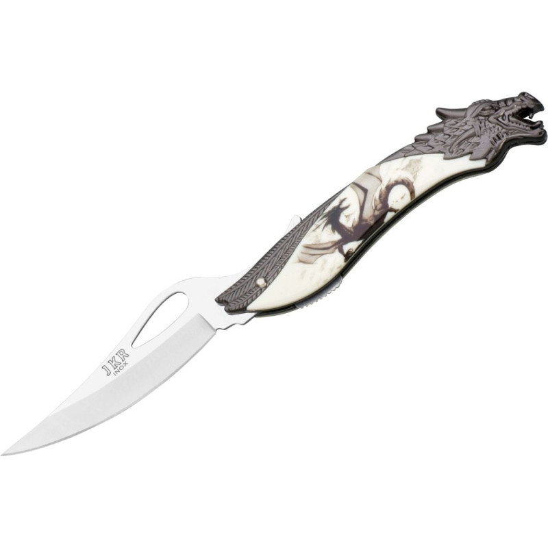 TASCHENMESSER ZAMAK MANSCHETTE ZEICHNUNG DRACHENKLINGE 9 CM