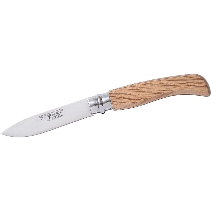 TASCHENMESSER MIT EICHENGRIFF, DREHBARER ZWINGE MIT VERSCHLUSS UND 8 CM KLINGE