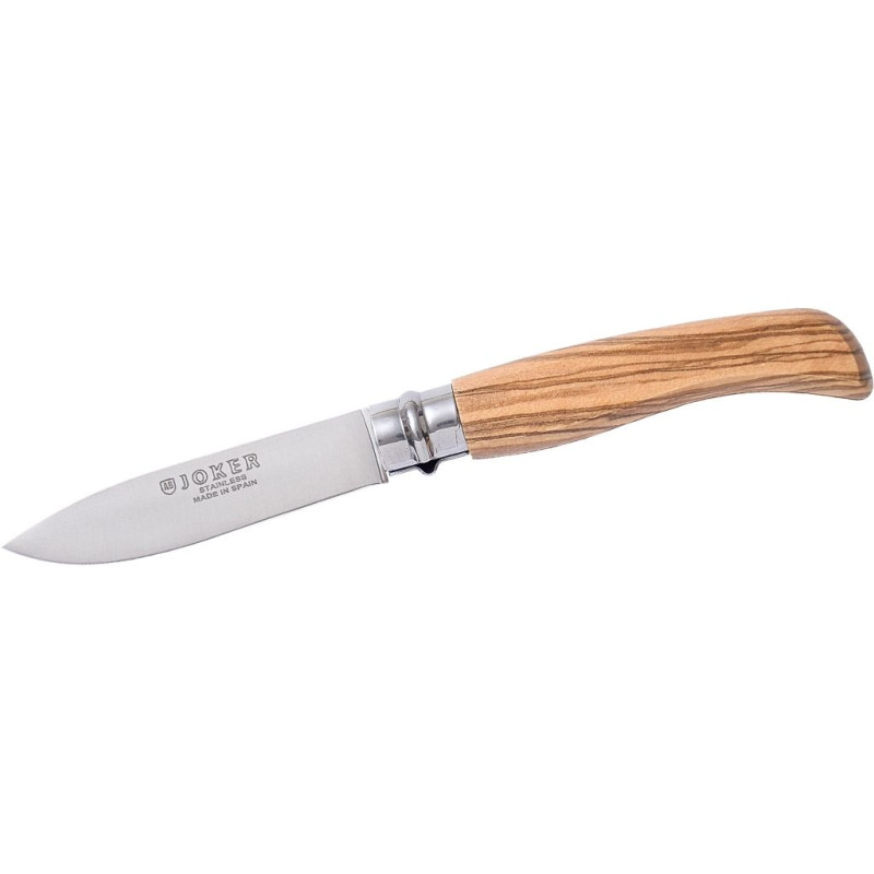OLIVE WOOD HANDLE 8 CM STAINLESS STEEL FOLDING KNIFE WITH VIROLOCK