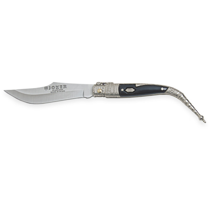 CLASSICAL SPANISH POCKET KNIFE ZAMAK HANDLE DECORATED BLADE LENGTH 8 CM