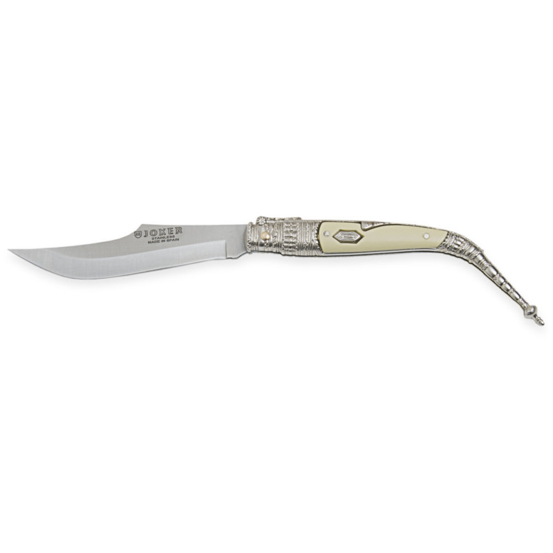 CLASSICAL SPANISH POCKET KNIFE ZAMAK HANDLE DECORATED BLADE LENGTH 10 CM