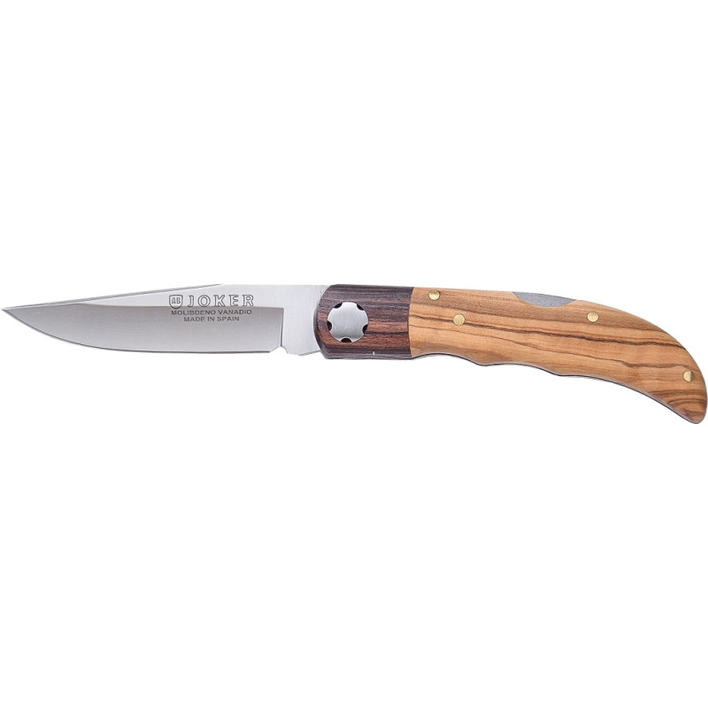 SPORTING 7,5 CM FOLDING POCKET KNIFE OLIVE WOOD HANDLE ROSEWOOD BOLSTER AND BLADE LENGTH 8 CM