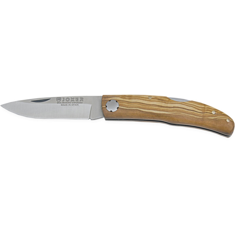 COLTELLO SPORTIVO CON GUANCETTE IN LEGNO D'ULIVO E LAMA DA 8 CM