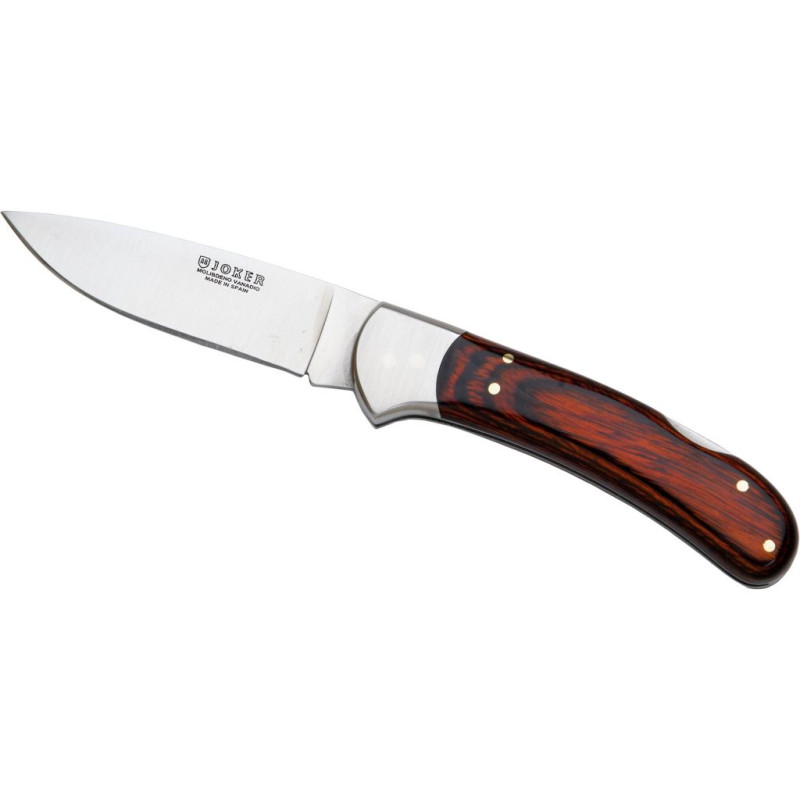 HUNTING FOLDING KNIFE WITH RED WOOD HANDLE SS BOLSTER AND BLADE LENGTH 9 CM