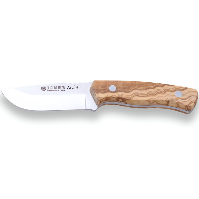 BUCHSENMESSER JOKER AURI 9 CM MIT 420ER EDELSTAHLKLINGE UND OLIVENHOLZSCHALEN