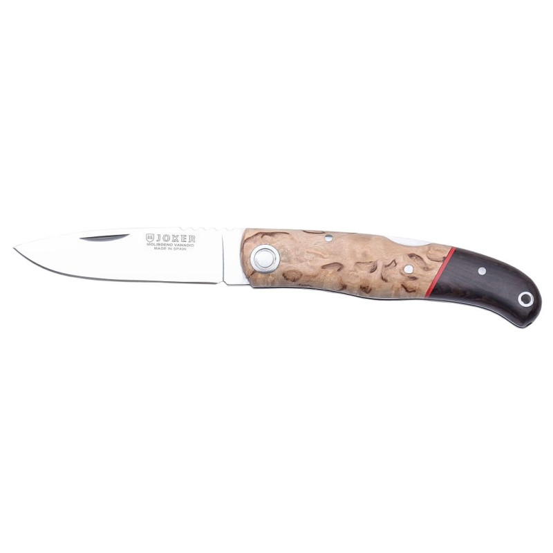 COLTELLINO TASCABILE SPORTIVO CON SQUAME DI BETULLA RICCIA E GRENADILLO E LAMA DA 8 CM