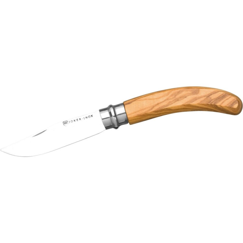 OLIVE WOOD HANDLE 8 CM STAINLESS STEEL FOLDING KNIFE WITH VIROLOCK