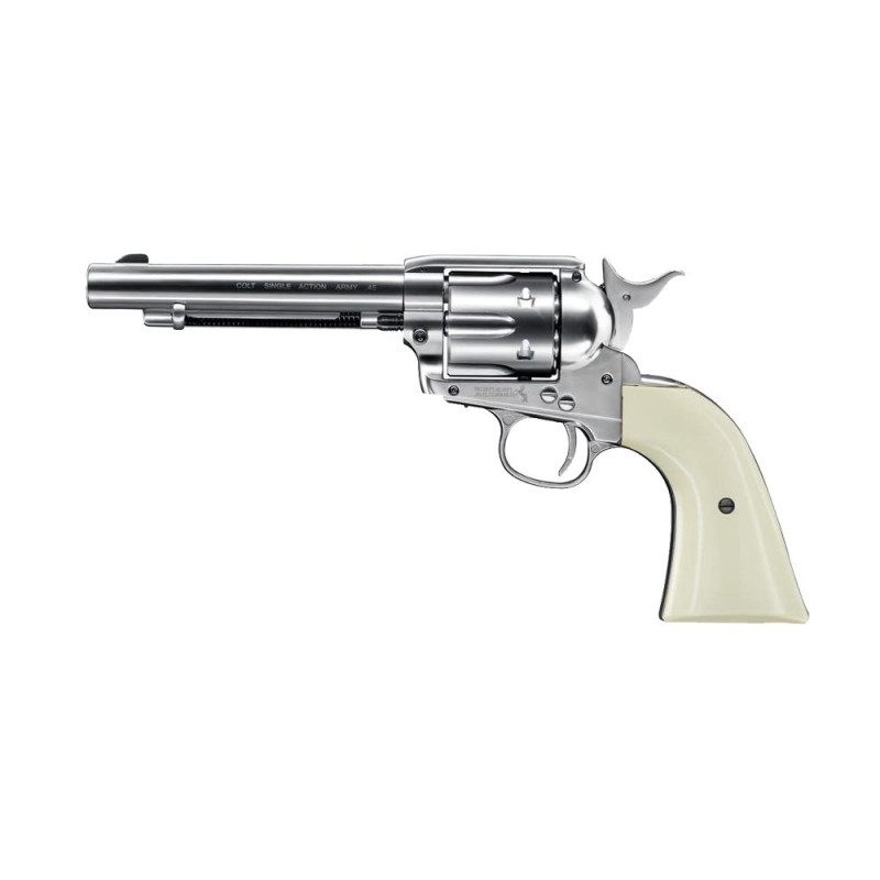 Colt Peacemaker Nickel Branco Único Exército de Ação Co2 Revólver - 4.5mm BBs
