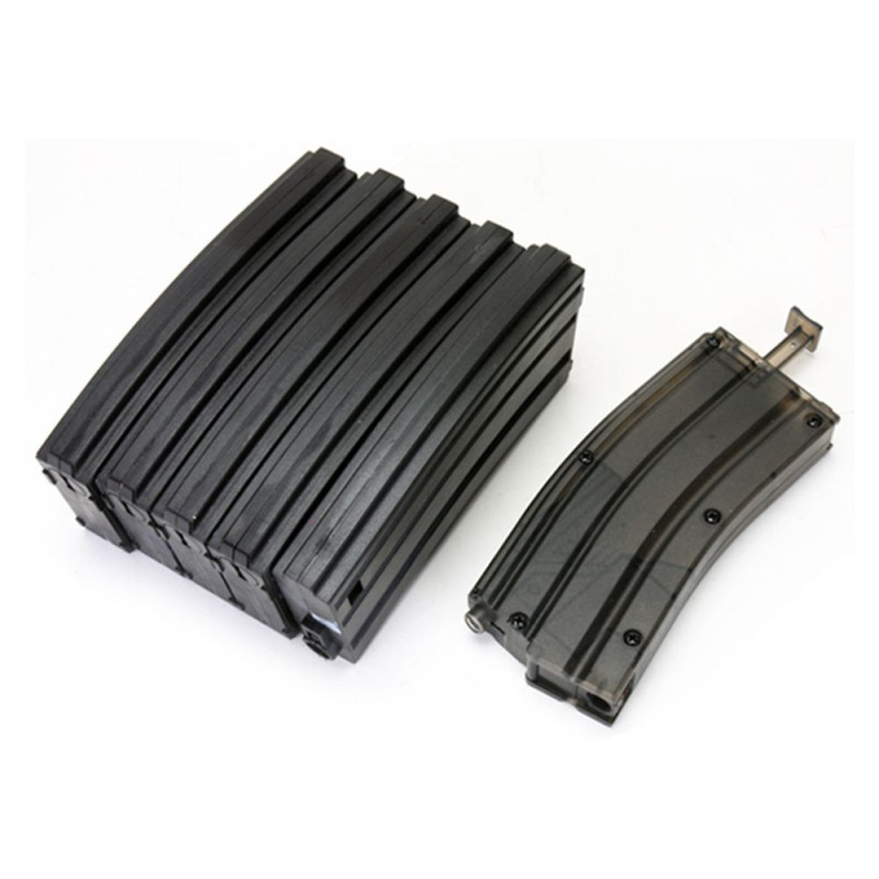 Set mit 5 Mid-Cap 140 Wurfmagazinen + BB Loader SR4 Serie