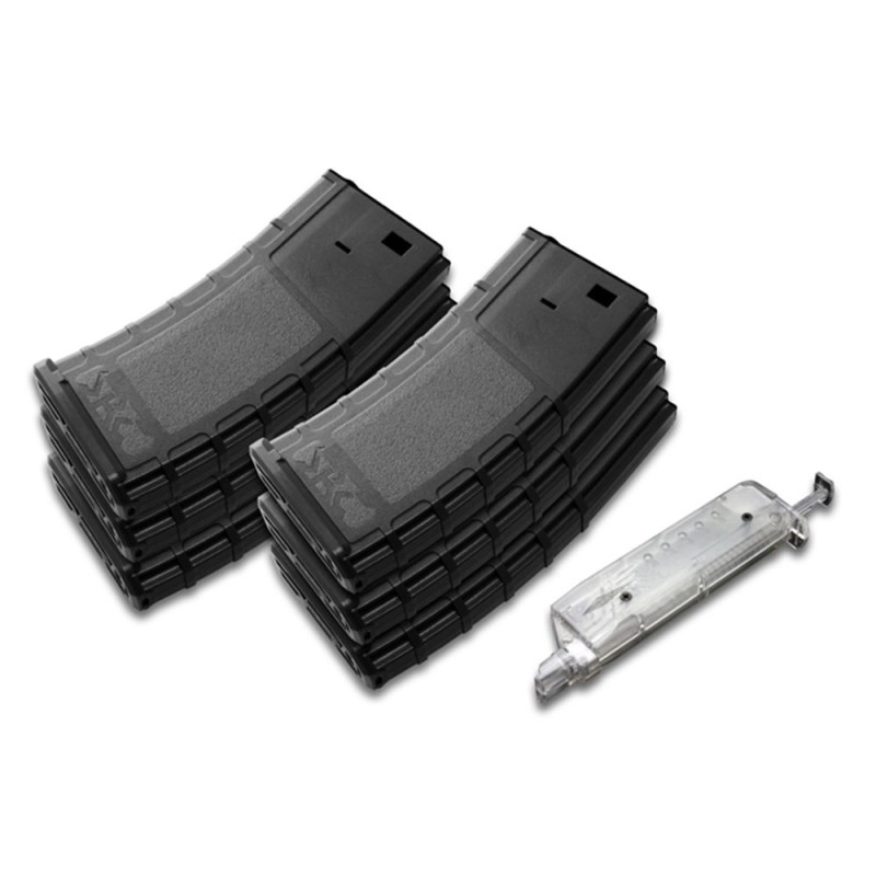 Conjunto de 6 Magazines de Plástico Low Cap 70 Shot + BB Loader Série SR4