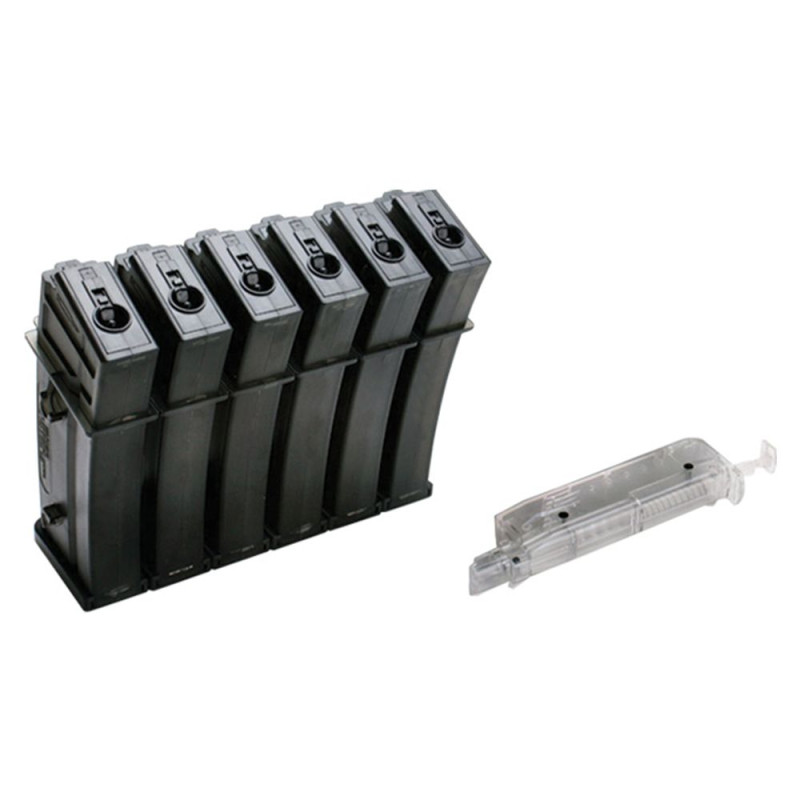 Conjunto de 6 Revistas Low Cap 50 Shots + BB Loader Série SR36