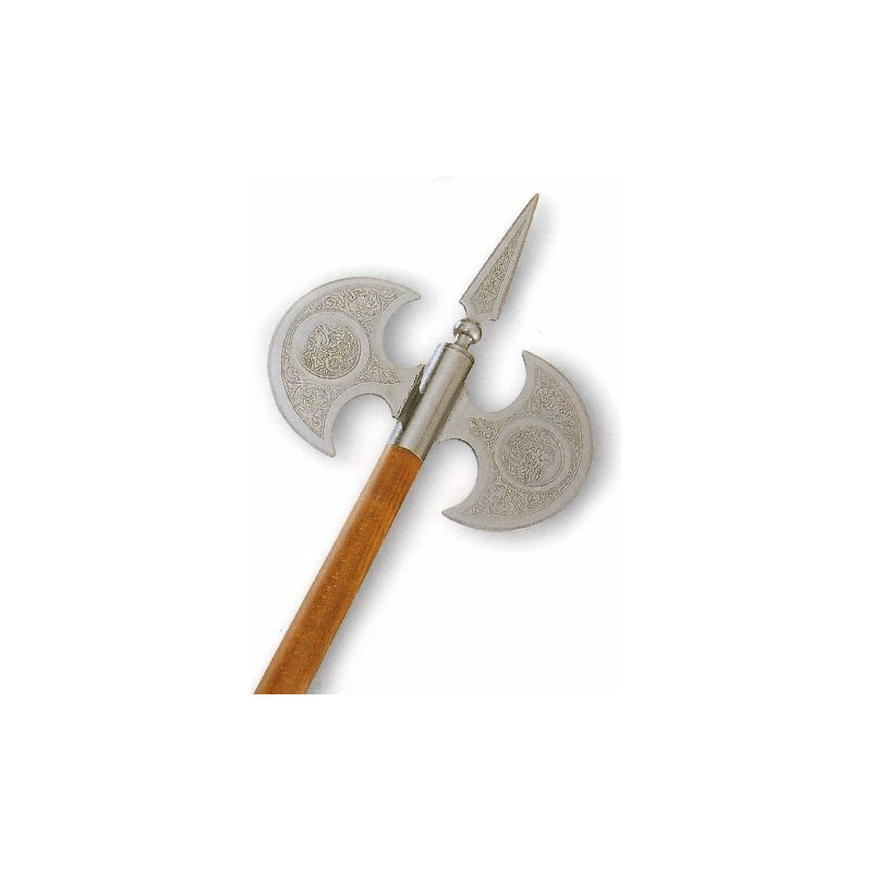 Rustic combat ax double blade engraved