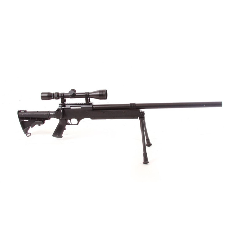 WELL (MB06D) BLACK 500FTP AIRSOFT SPRING SNIPER RIFLE W SCOPE AND BIPOD