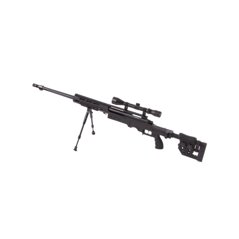WELL MB4411D WITH SCOPE & BIPOD AIRSOFT BLACK SNIPER RIFLE