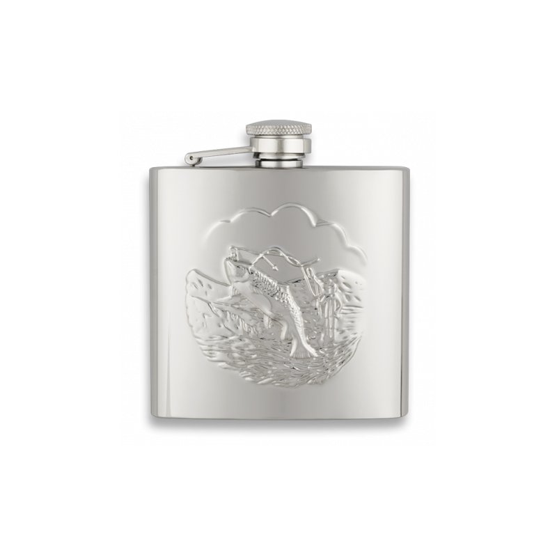 Flacon en acier. Relief PESCADOR. Bouchon6 OZ
