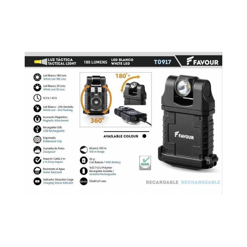 Lanterna LED magnética. 180LM. ÁGUA. NE